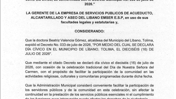RESOLUCIÓN No. 213 DEL 14 DE JULIO DE 2026 POR LA CUAL SE ADOPTA DÍA CÍVICO EL 16 DE JULIO DE 2026